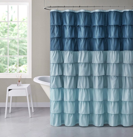 ruffled texture shower curtain