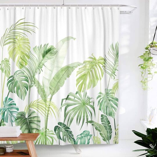 shower curtain with plant design