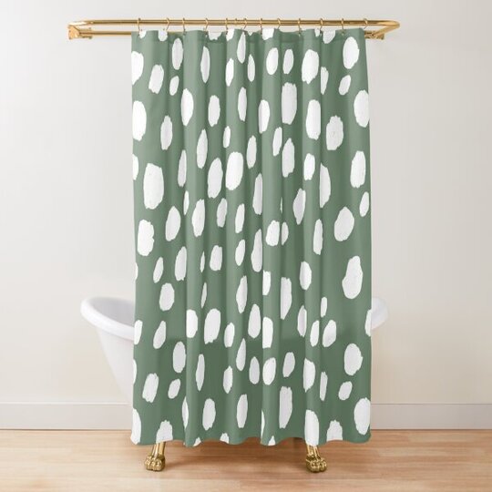 shower curtain with white Polka dots