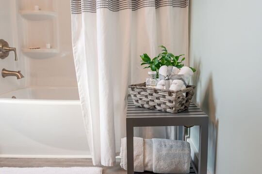 white shower curtain Matching Toiletries