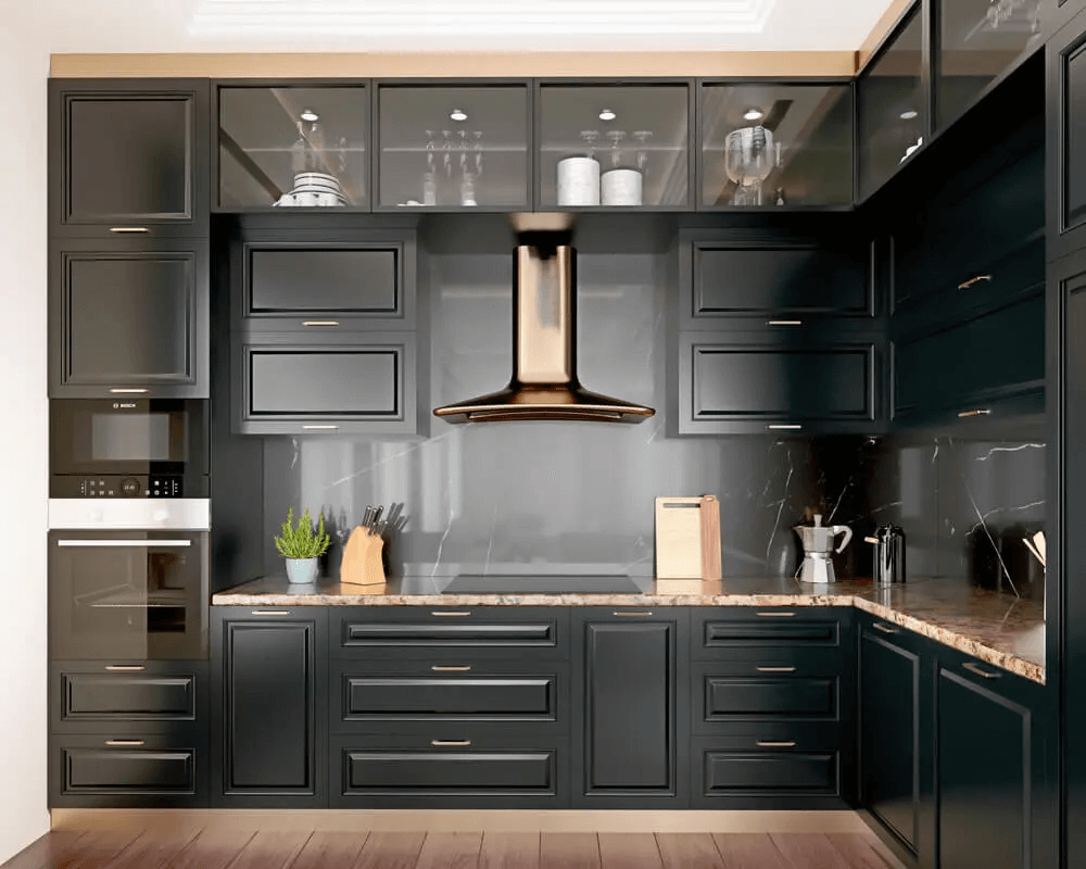Black kitchen cabinet