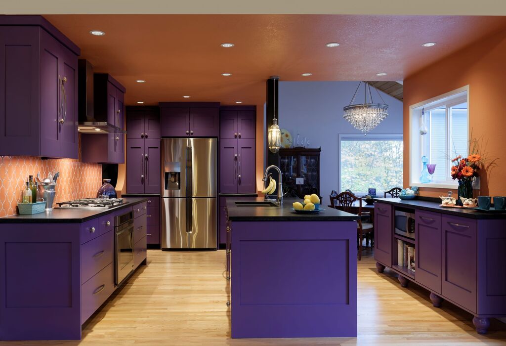 Dark purple kitchen cabinet