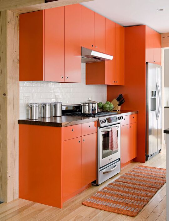 Orange kitchen cabinet