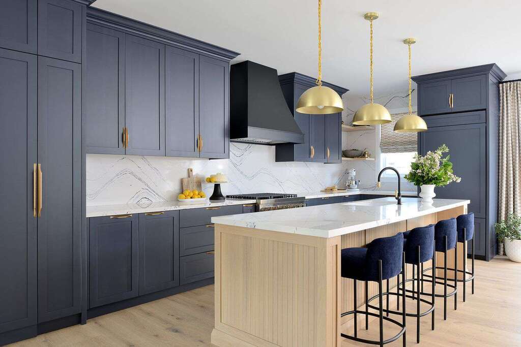 navy blue kitchen cabinet