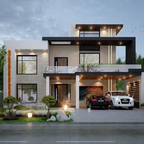 Front Elevation Design for Double-Floor House