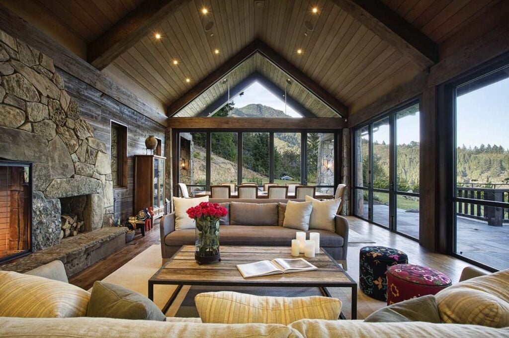 high ceilings in mountain home